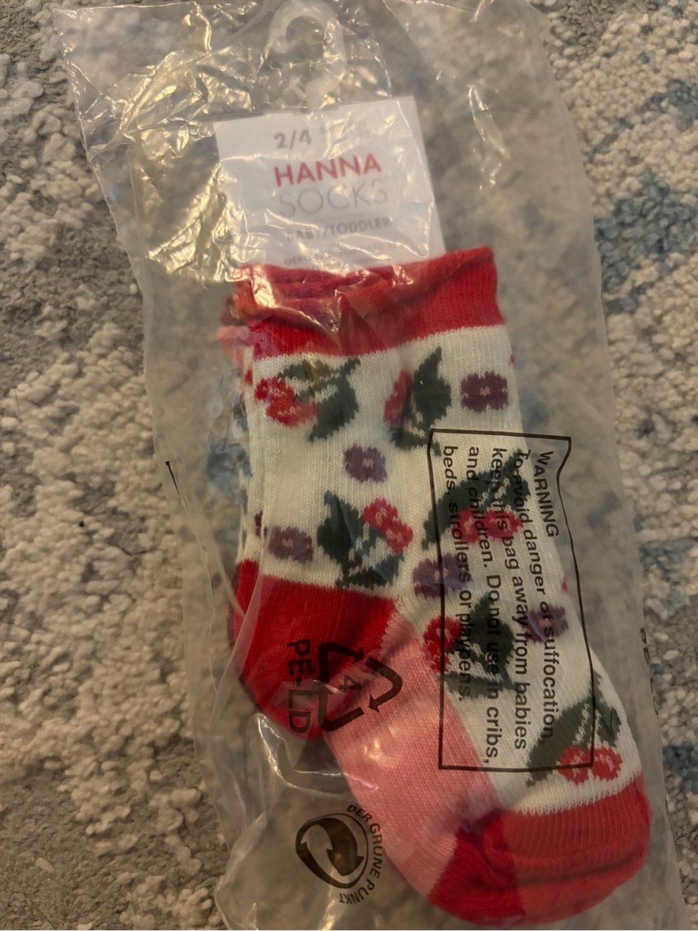 Hanna Red and White Floral Crew Socks